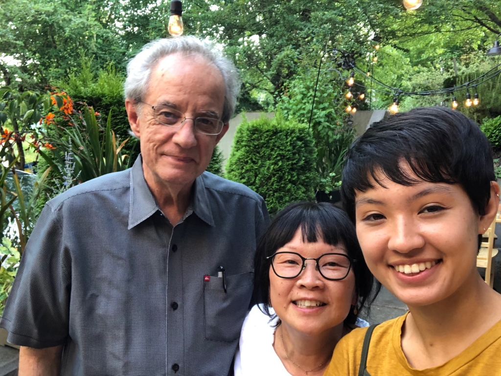From left to right: John Bisbee, Binko Chiong-Bisbee, and their daughter Aya Bisbee. KOBO Seattle. 