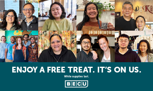 Equity In Action AANHPI Heritage Month graphic featuring photos of AANHPI small business owners